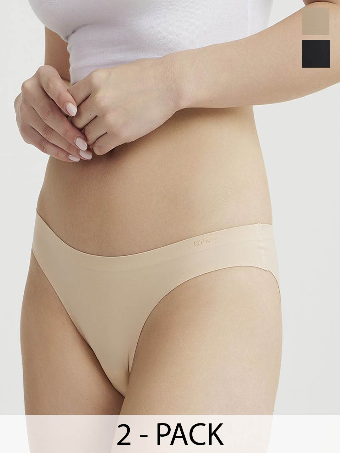 B'there Pack of 2 Seamless Modal Bikini Briefs P002_NBG_CBK