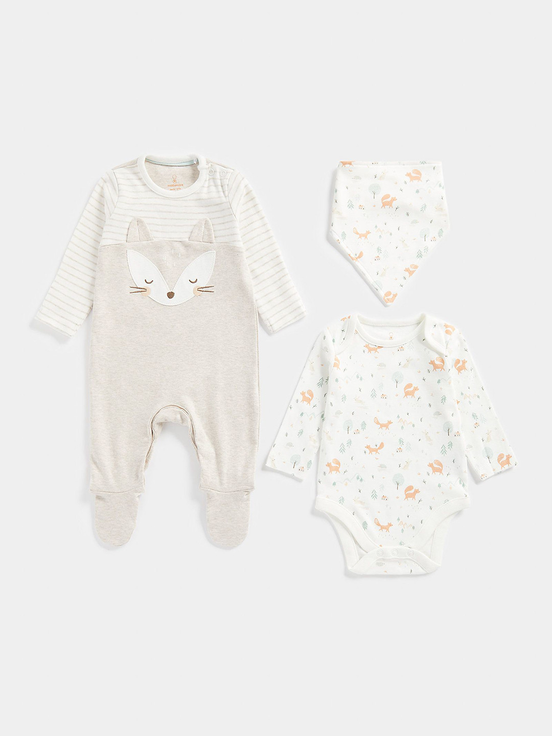 mothercare Infant Pack Of 3 Printed Baby Apparel Gift Set