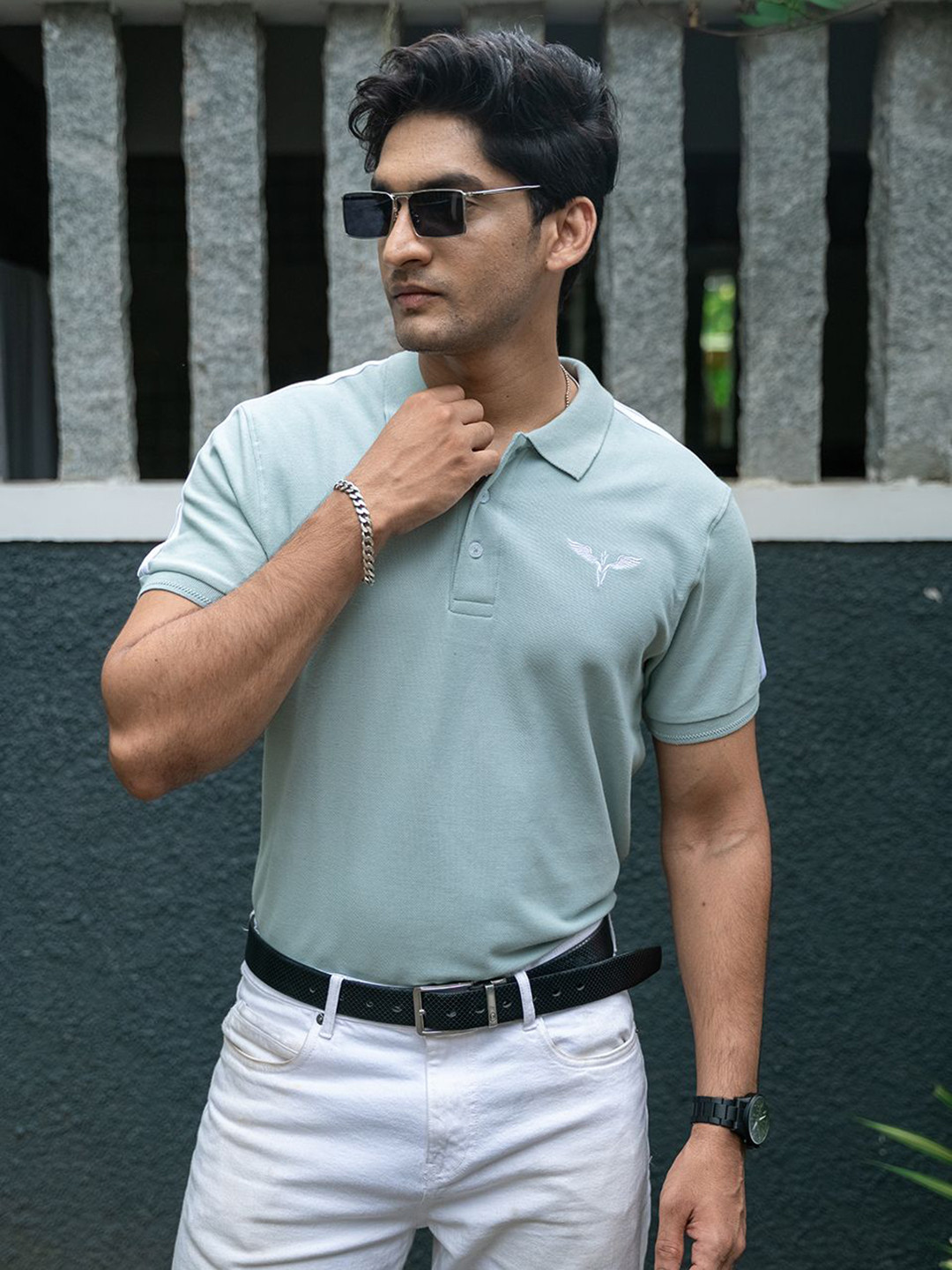 KEITH KARTER Men Solid Polo Collar Cotton Slim Fit T-shirt