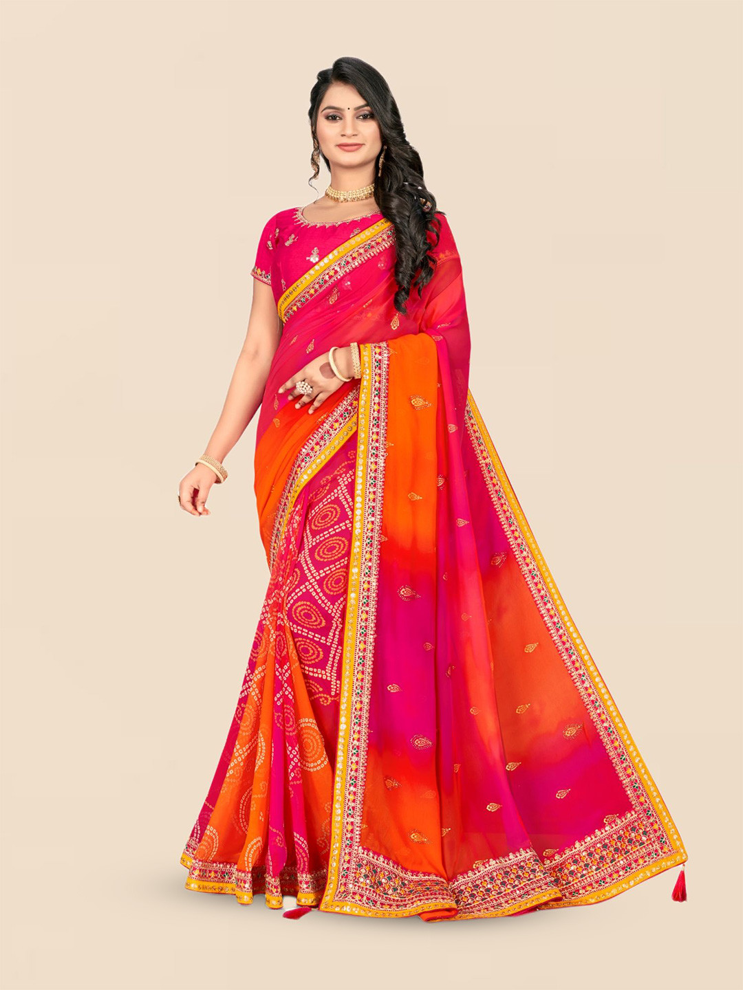 LeeliPeeri Bandhani Saree