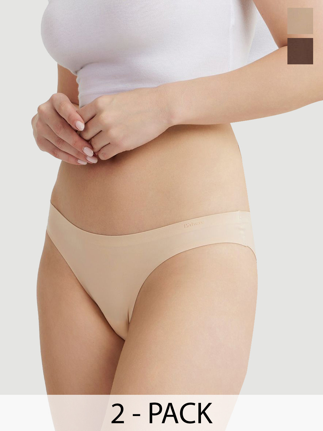 B'there Pack of 2 Seamless Modal Bikini Briefs P002_NBG_MBN