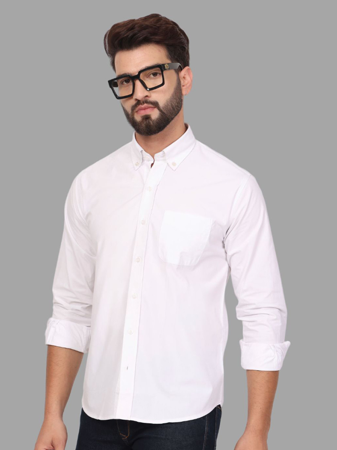 FRANKSHIRT Men Standard Button-Down Collar Casual Shirt