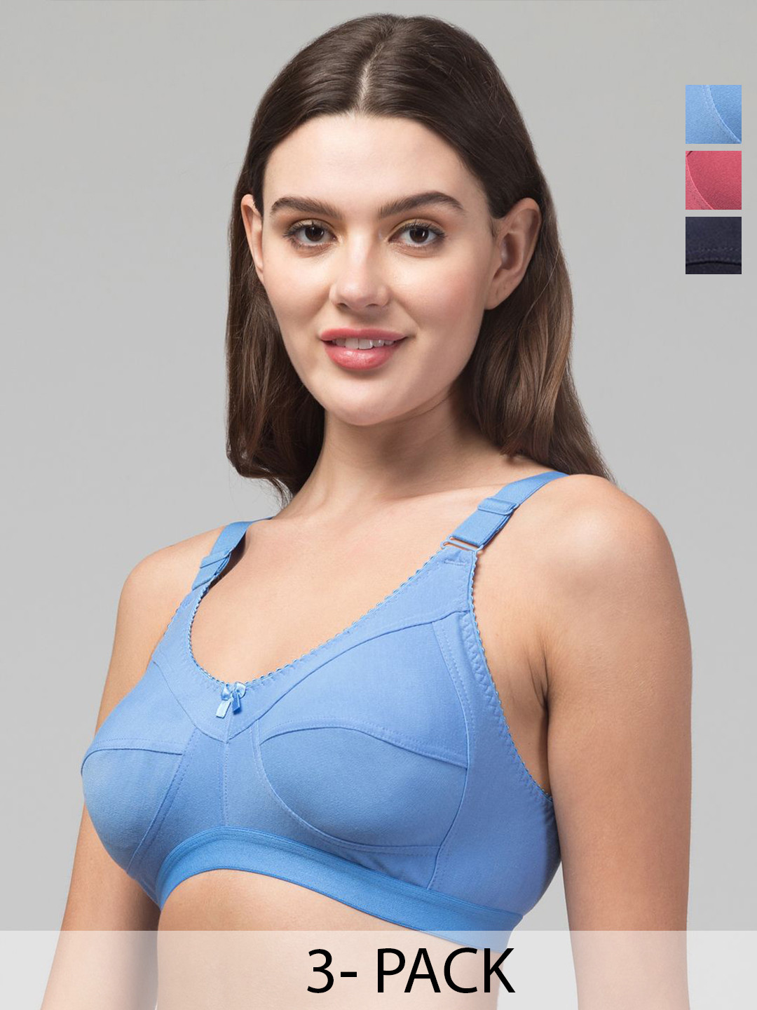 Designer Set of 3 Women T-Shirt Non Padded Full coverage Bra