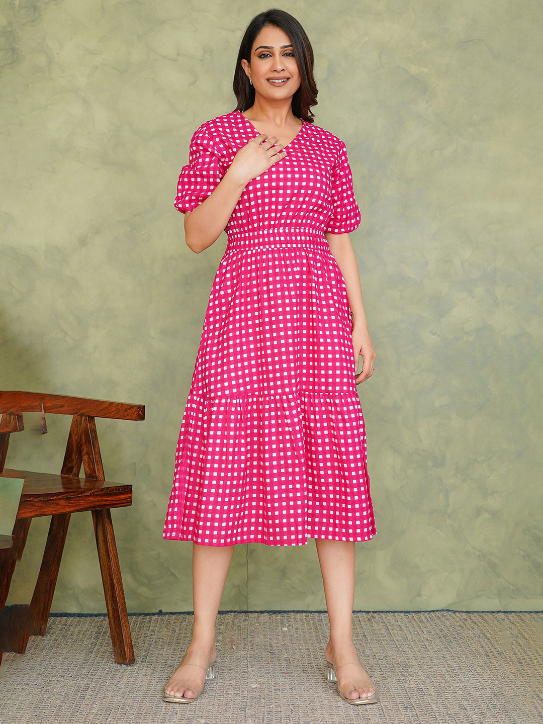 Label Ceres Print Fit & Flare Midi Dress