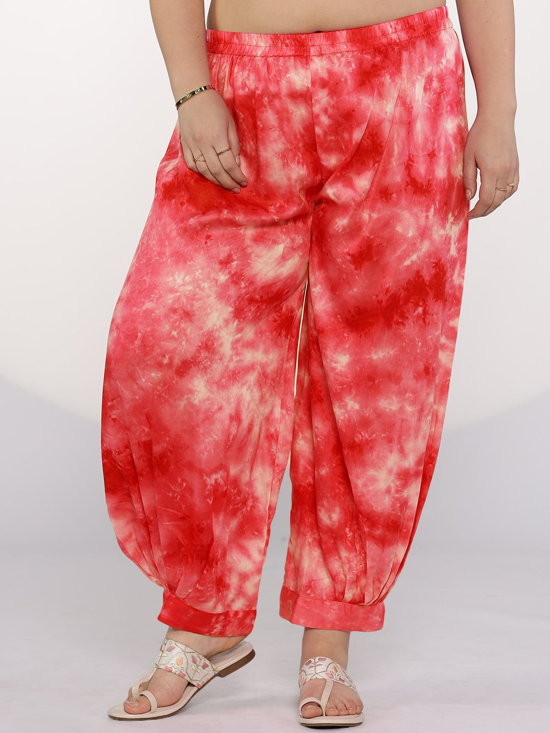 LetsDressUp Women Red Tie Dye Afghani Salwar