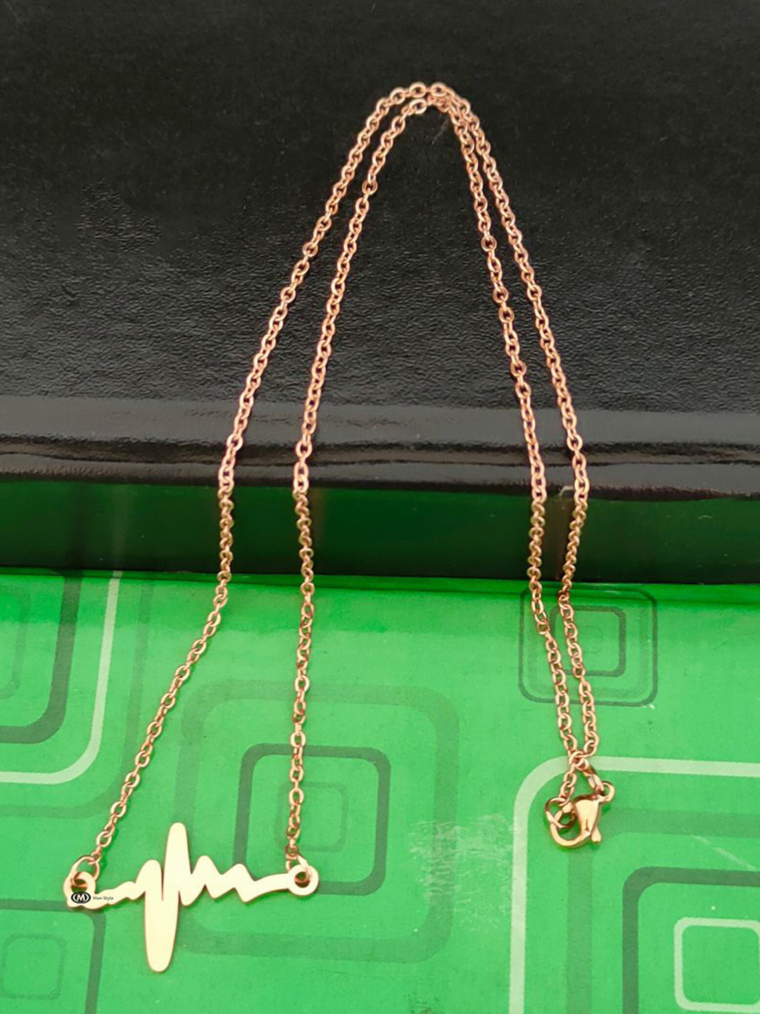 M Men Style Gold-Plated Geometric Pendant & Chain