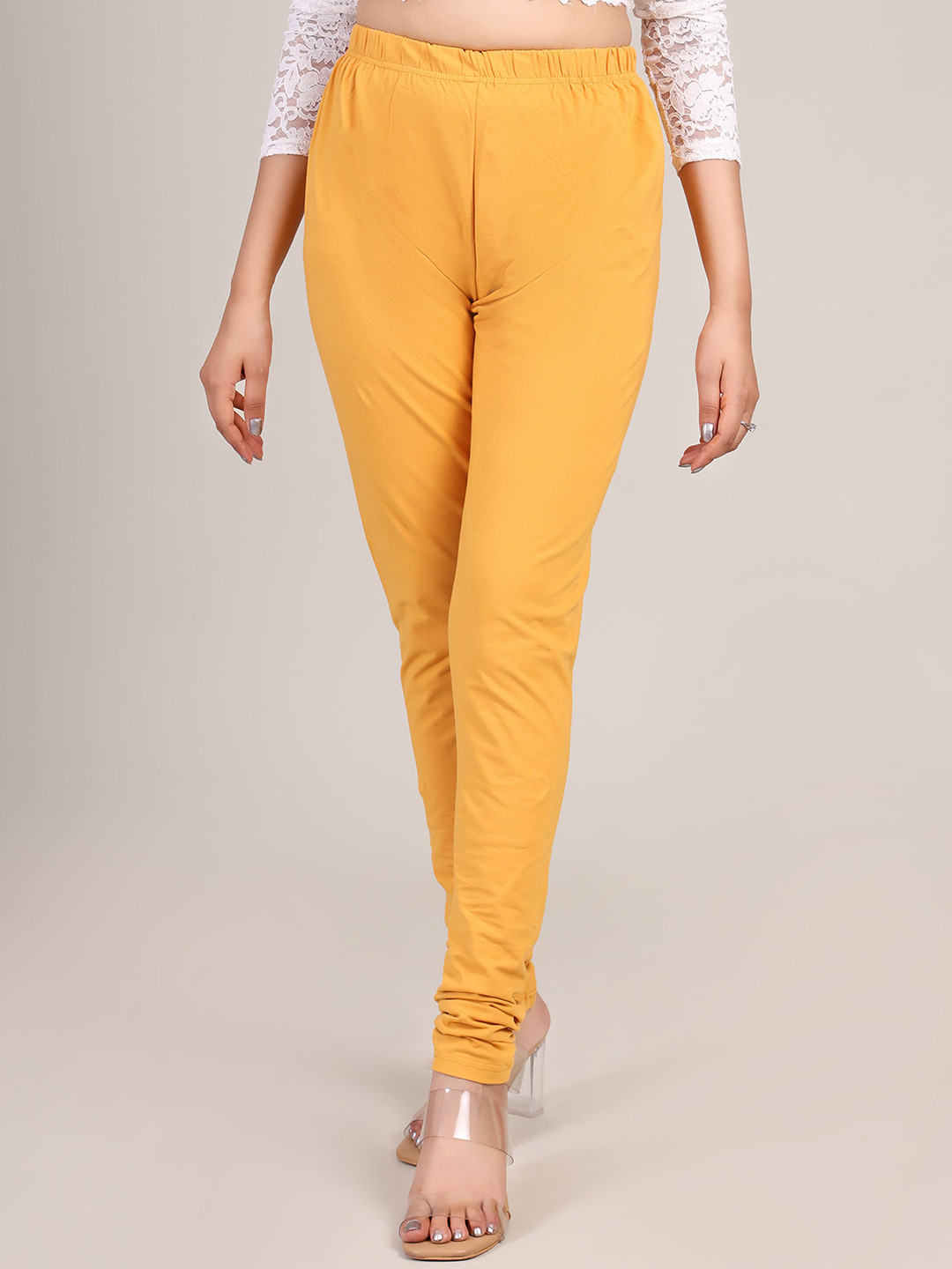 DELIS Women High-Rise Cotton Strachable Churidar-Length Leggings