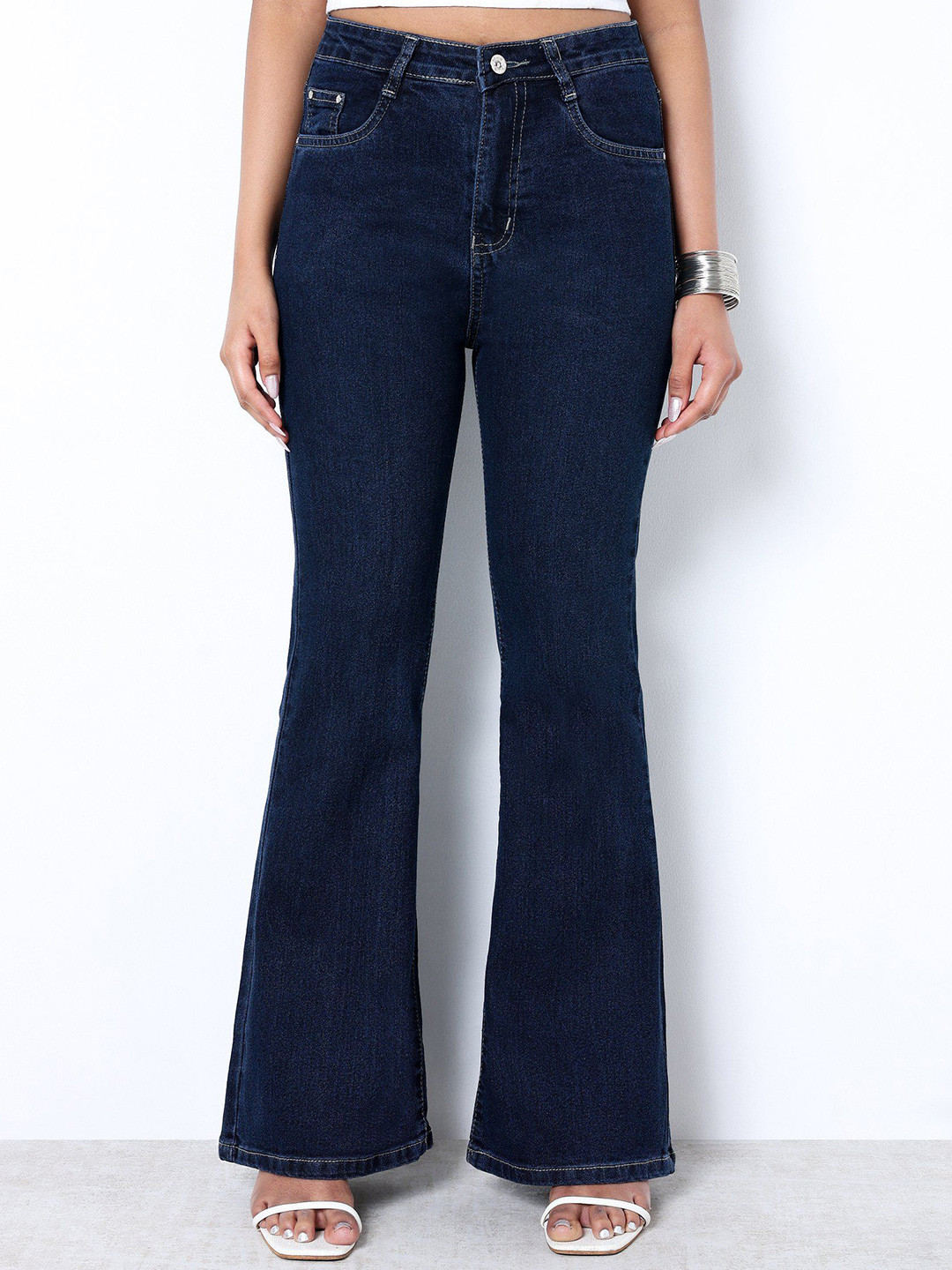 ZUYA Women Stretch Bootcut In Dark Blue Color Denim Jeans