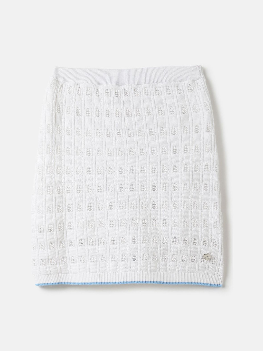 Blue Giraffe Girls Textured Cotton Mid Rise A-Line Mini Skirt
