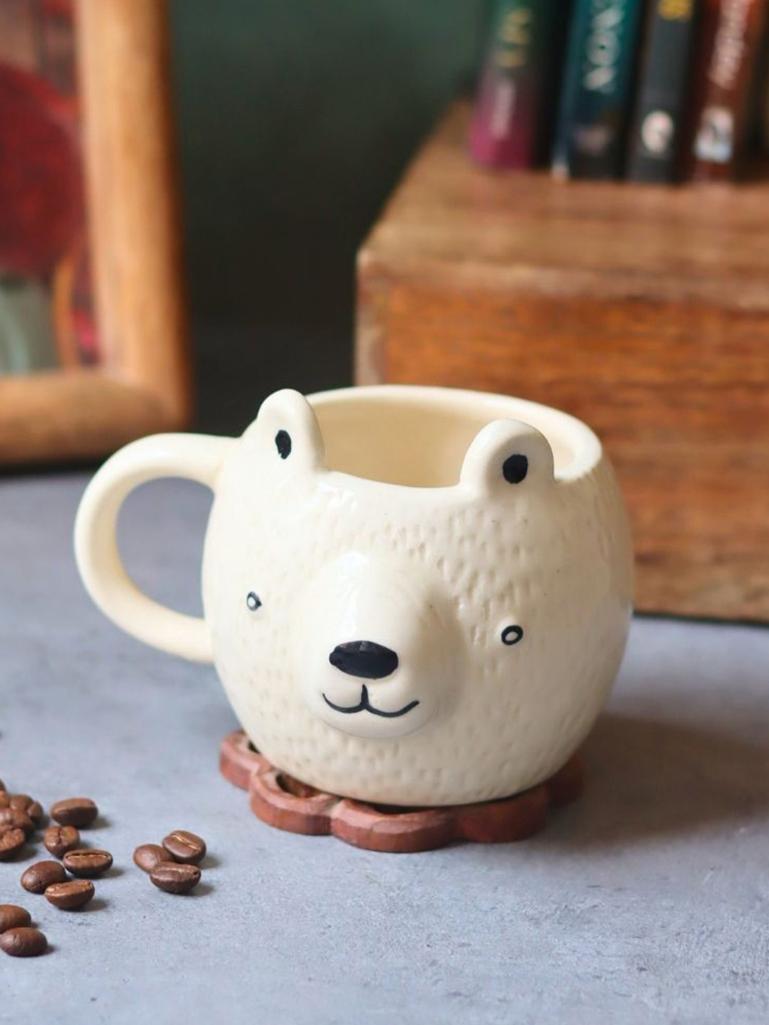 WEAVING HOMES Bright colors and Floral design White Conversational Ceramic Microwave Safe Mug-300ml