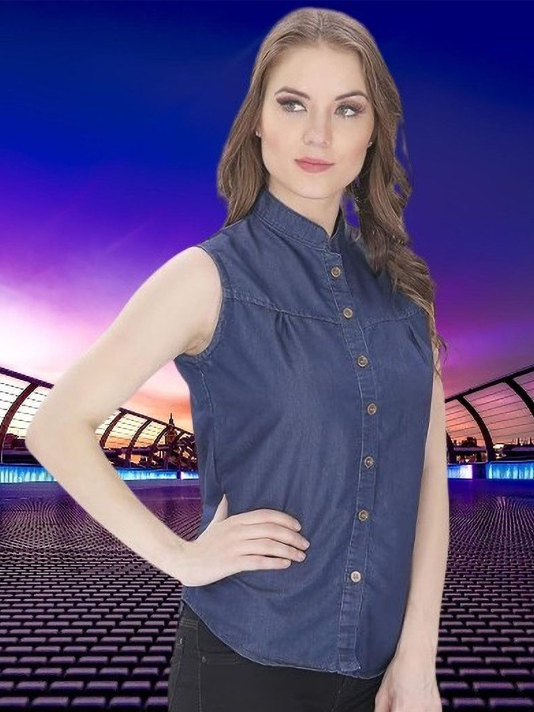 GIRLS WITH WINGS Women Denim Slim Fit Casual Shirt