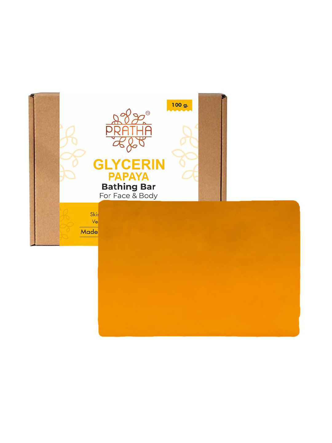 Pratha Set Of 2 Glycerin Papaya Bathing Bar - 100 g Each