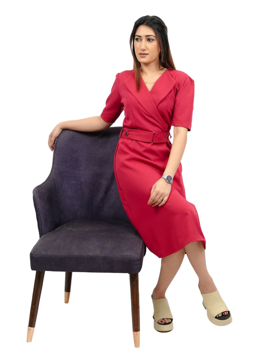 BELLO DONA CLOTHING Women V-Neck Wrap Dress