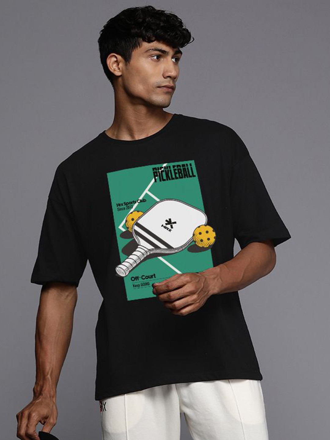 HRX by Hrithik Roshan Men Graphic Printed Round Neck Pickleball Sports T-Shirt