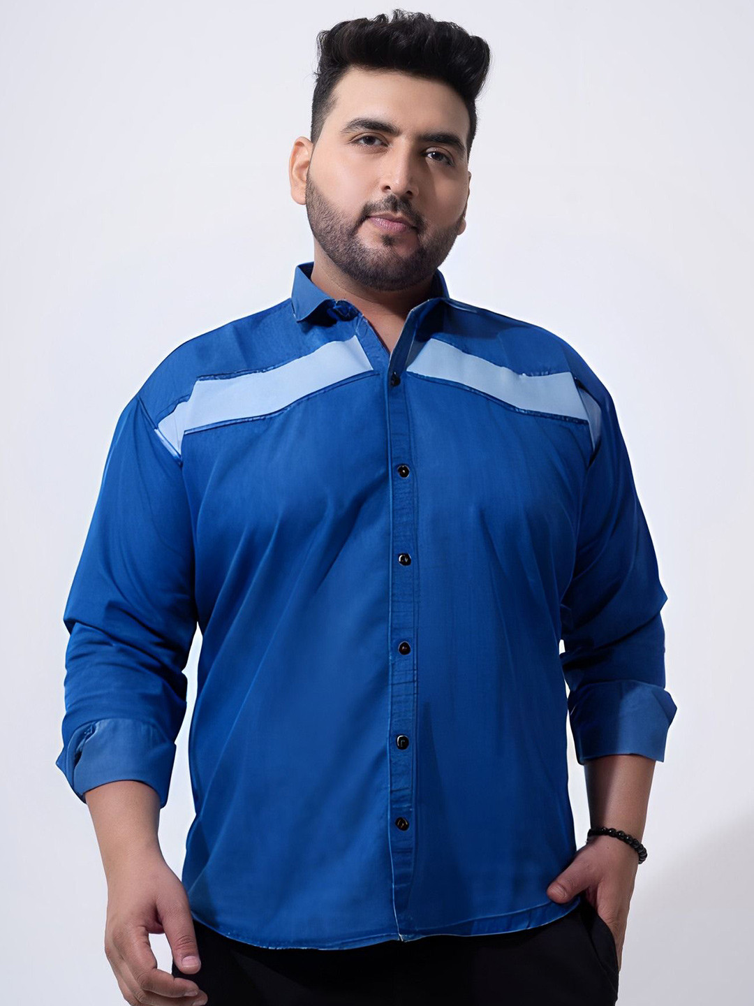 Toodle Plus Men Plus Size Denim Casual Shirts