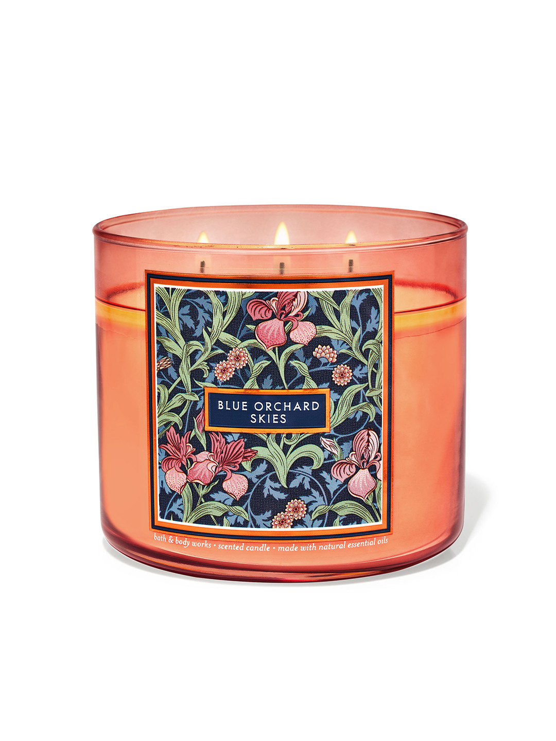 Bath & Body Works Blue Orchard Skies Scented 3 Wick Solid Geometric Regular Jar Candles