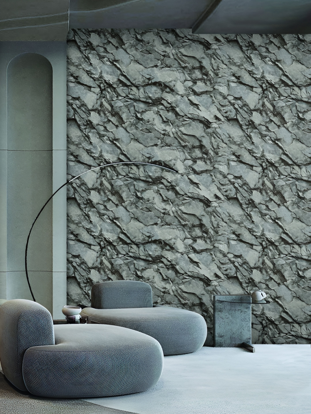 Fedora Wallpapers Limestone Luster Grey 3D Abstract Printed Waterproof Wallpaper