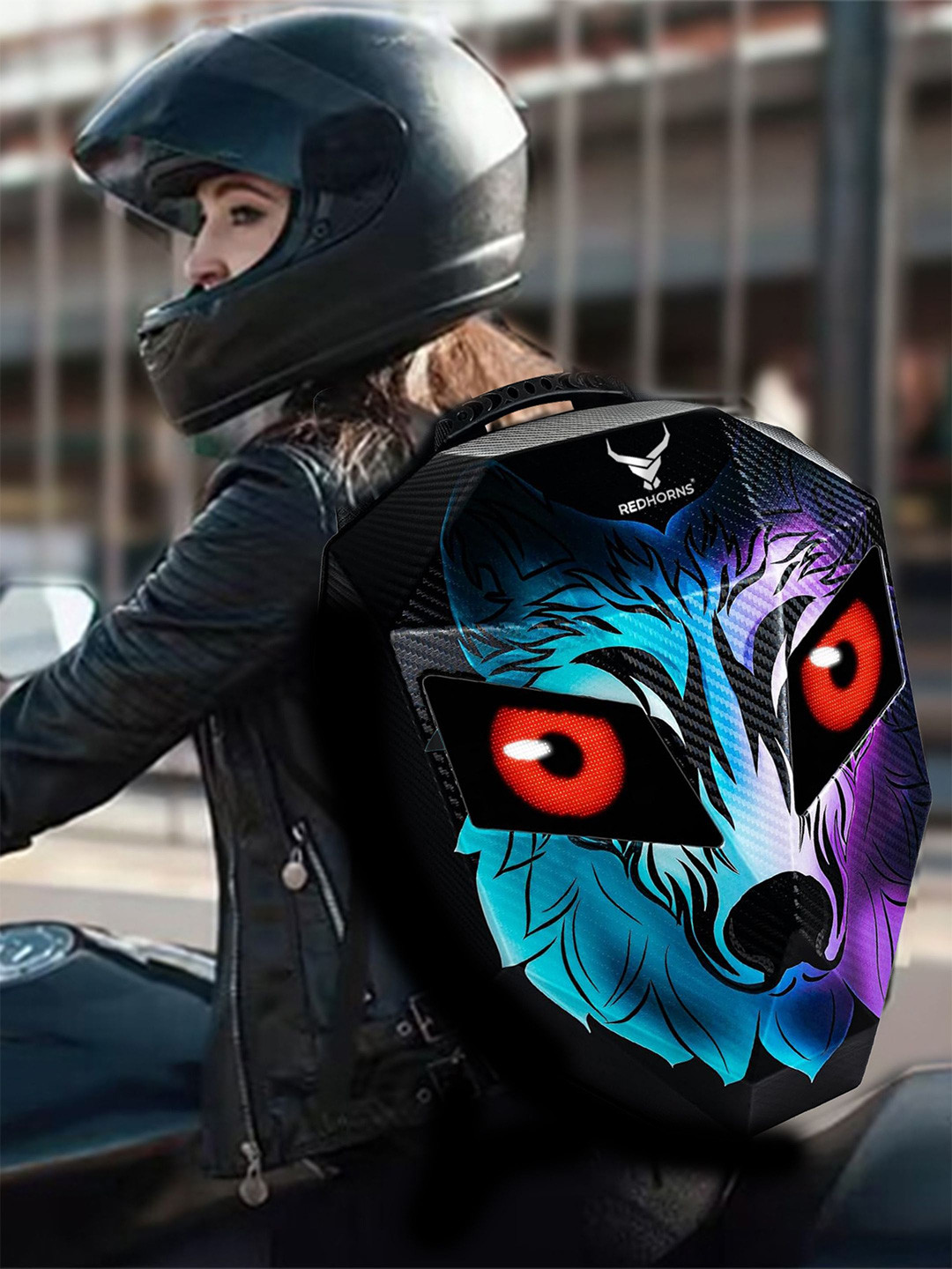 REDHORNS Unisex Graphic Printed Contrast Detail LED Backpack with Anti-Theft