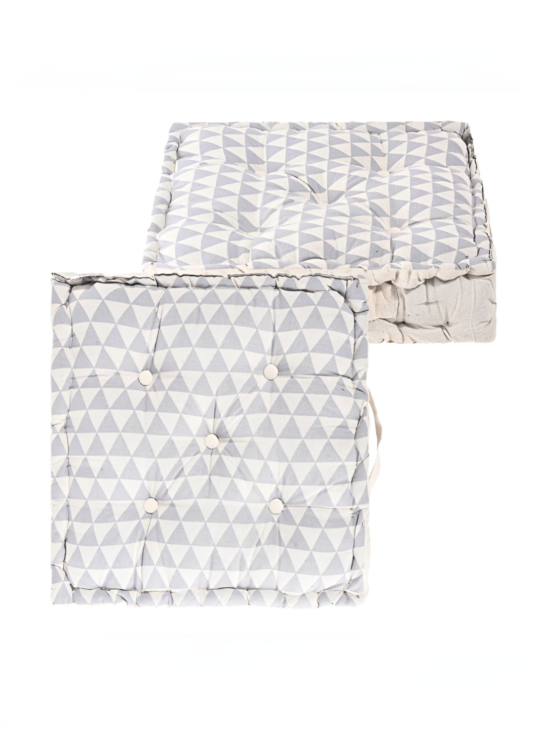 Myntra Elegant Homes White & Grey 2 Pieces Triangular Printed Cotton Chair Pads
