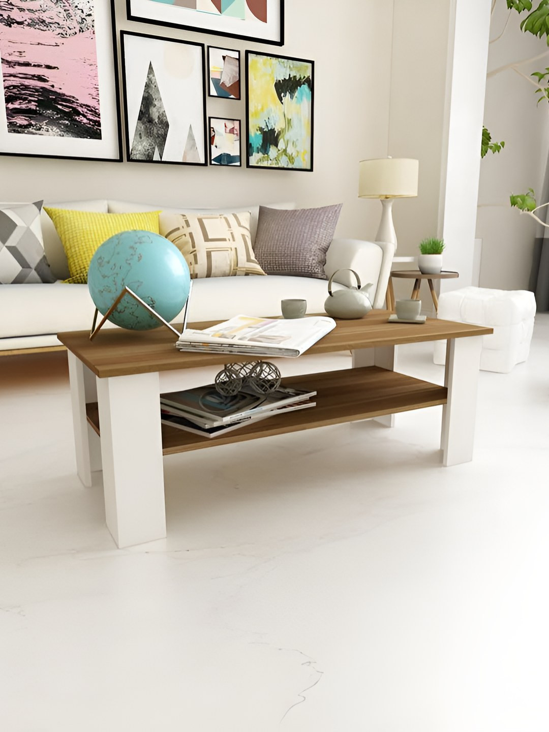 SIVOM Cofee Brown Wooden Rectangle Bedside Table