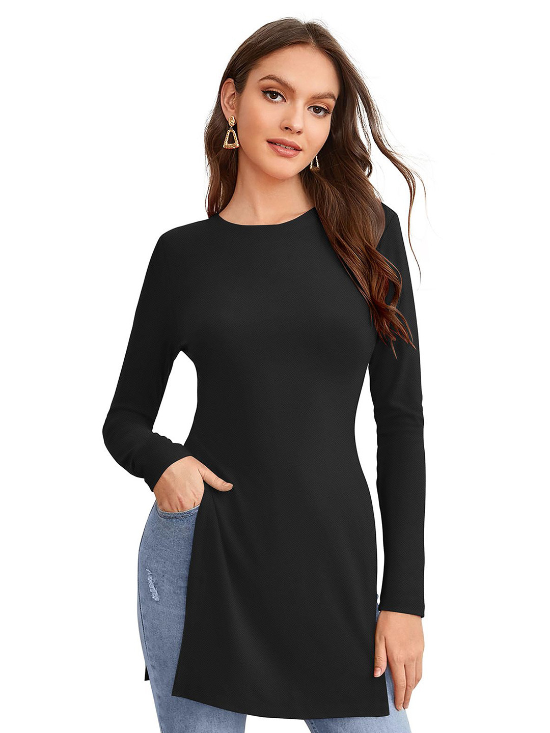 SHOPONBIT Women Round Neck Textured Kurti