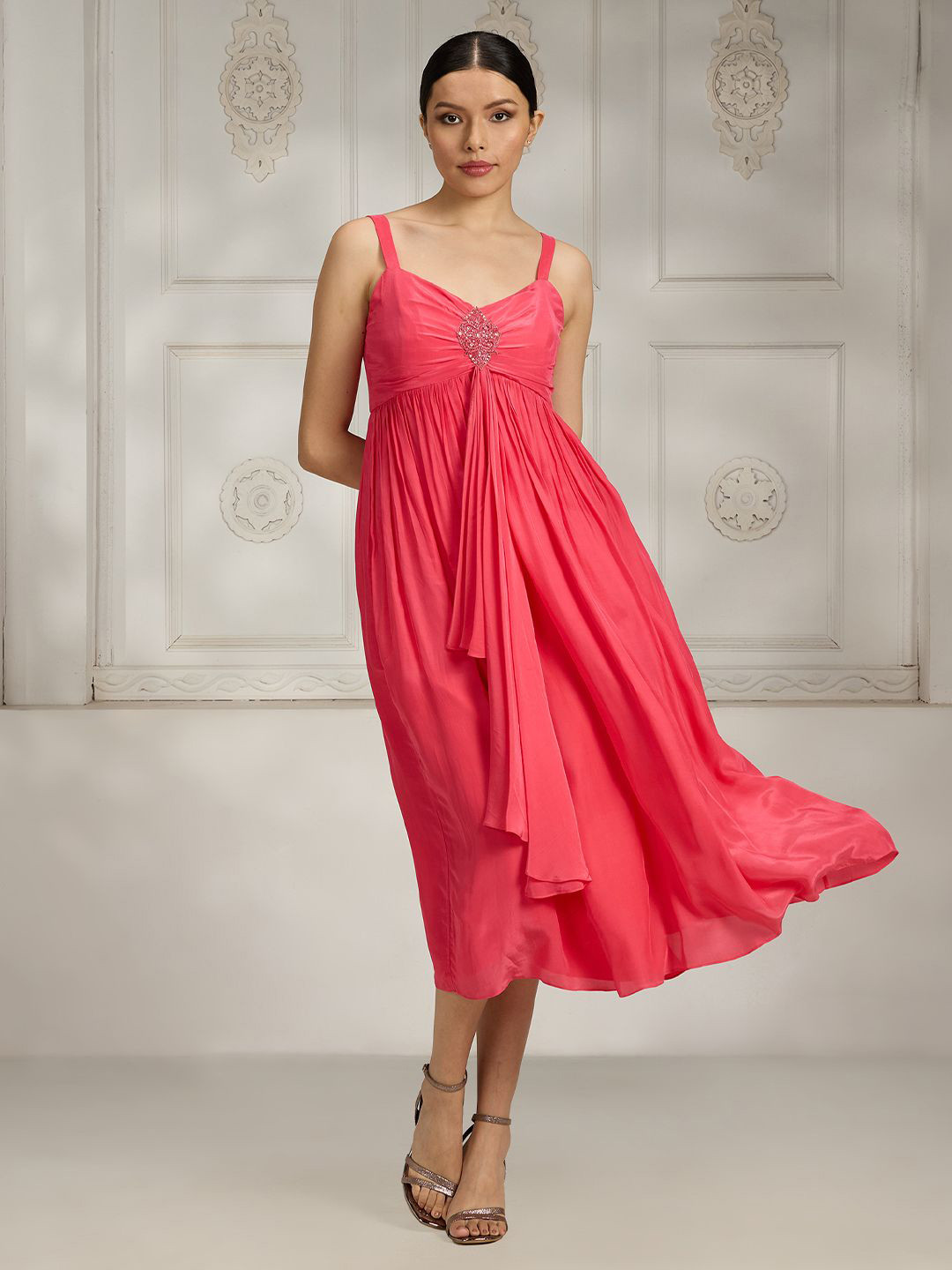 Rivaar By Rocky Star Embellished Ruffles Empire Dress