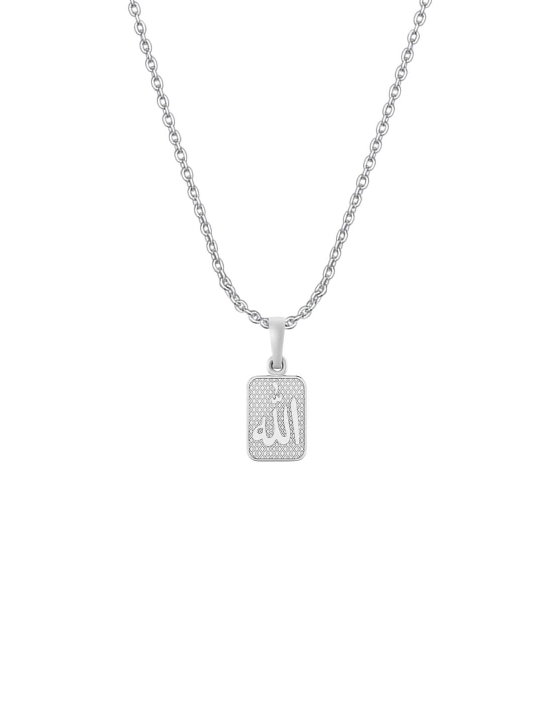 Metronaut Men 925 Sterling Silver Square Allah Pendants With Anchor Chains
