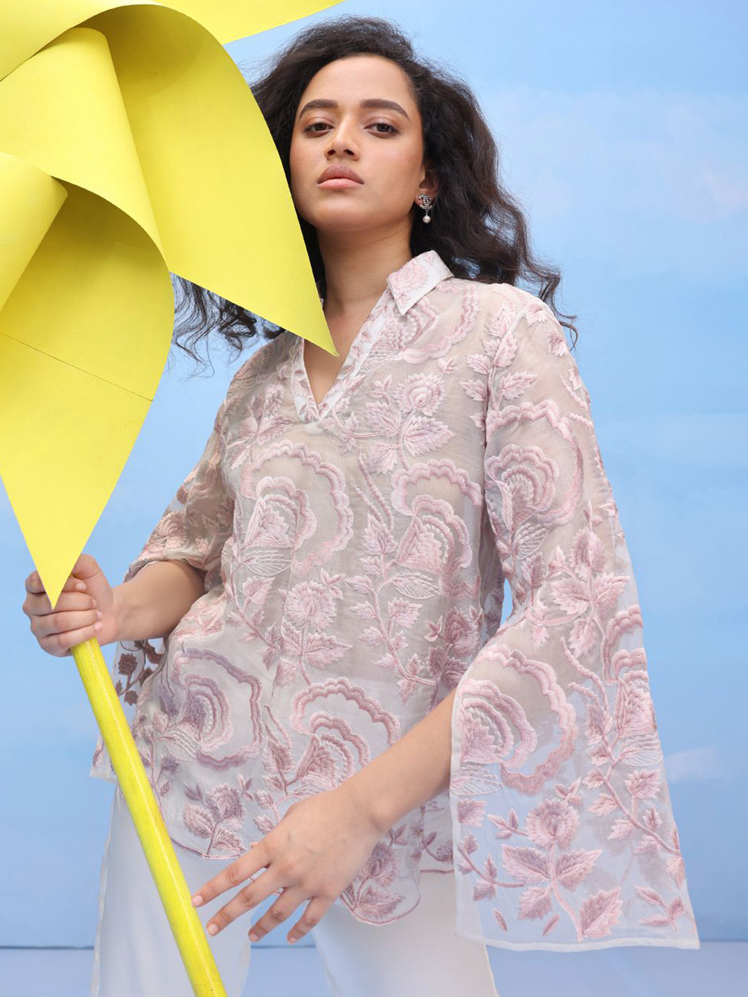 COUCHE BY ANANDINI Women Premium Floral Semi Sheer Casual  Shirt