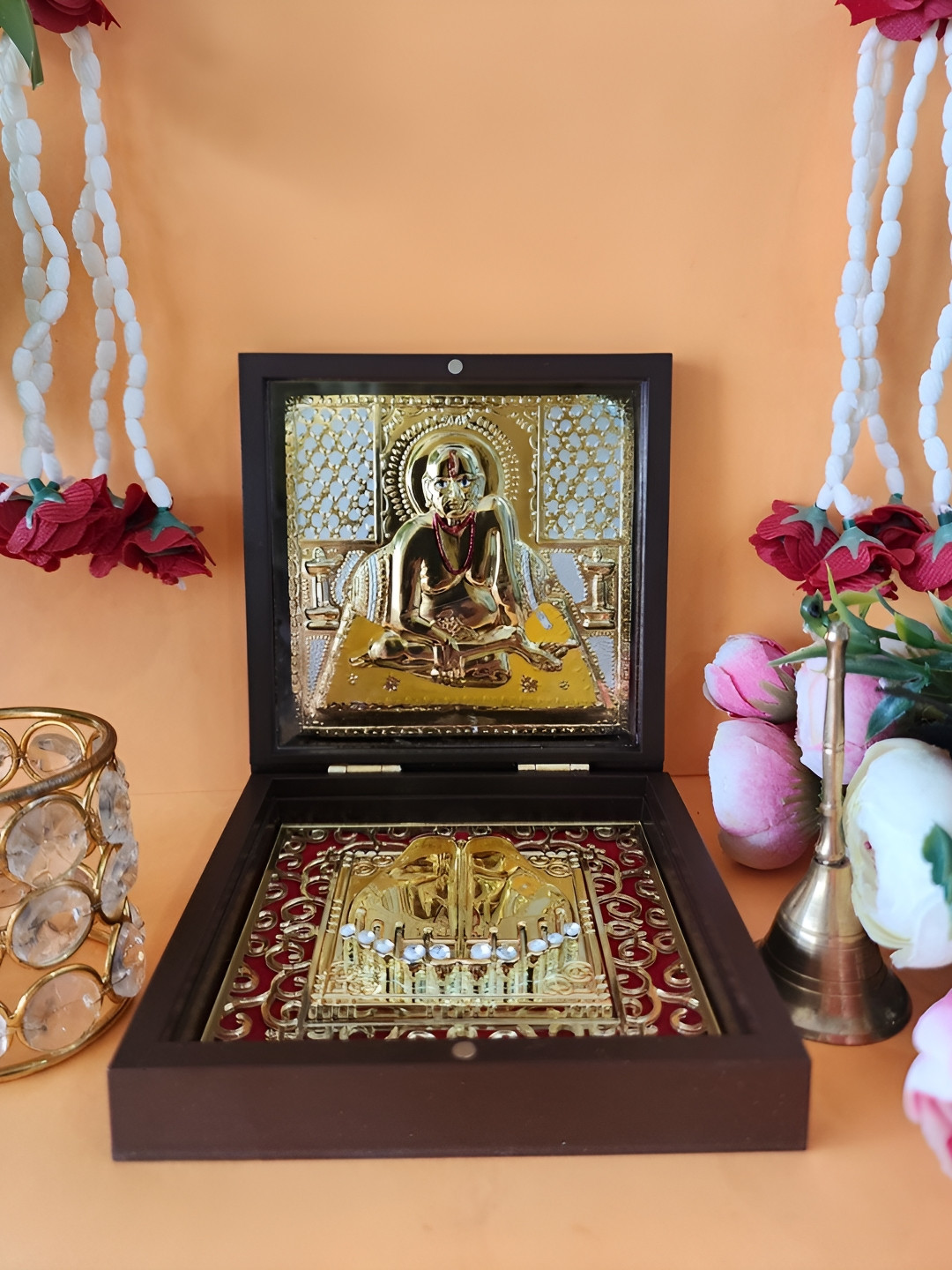 HOUSE OF WEMY Brown & White Swami Samarth Religious Foot Prints Pocket Temple