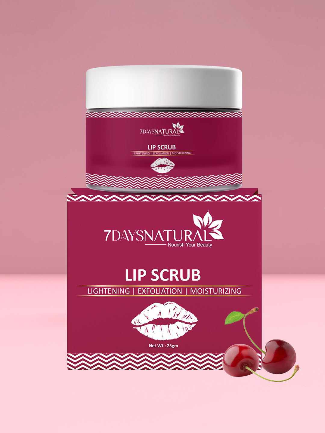7DAYSNATURAL Exfoliating Lip Scrub With Cherry Oil - 25 g