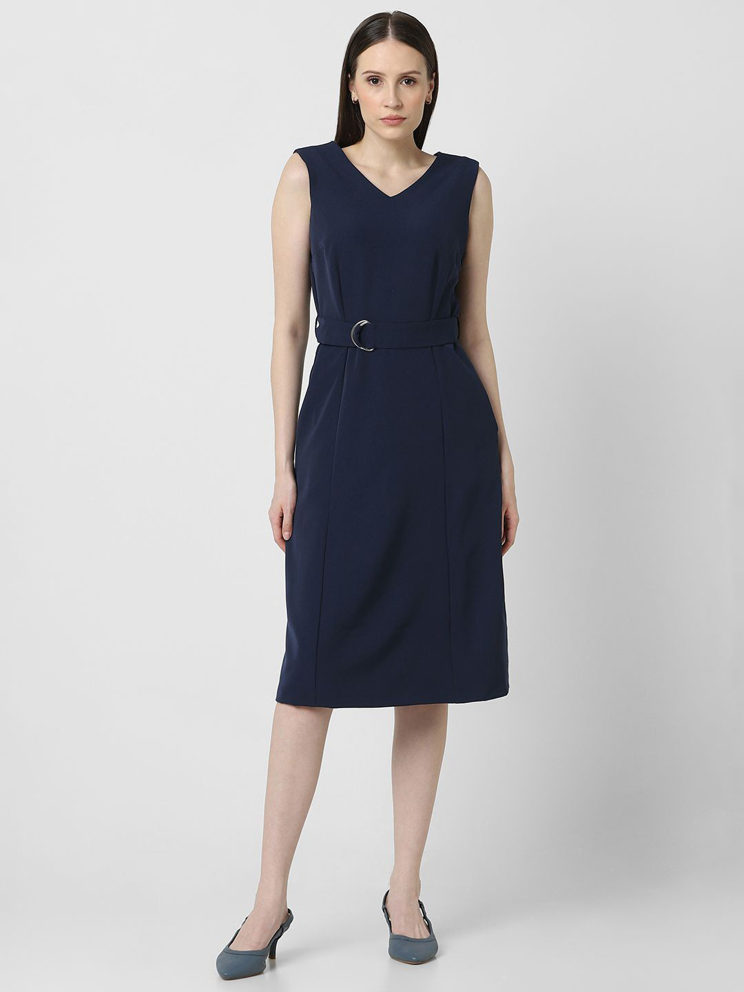 Van Heusen Woman Solid Knee Length Formal Sheath Dress