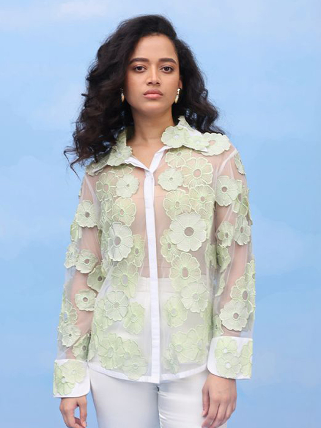 COUCHE BY ANANDINI Women Premium Regular Fit Sheer Party Shirt