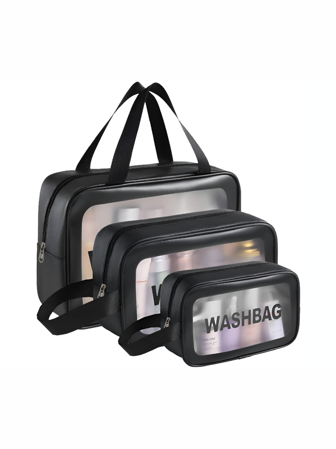 Panchhi Store 3-Pcs Printed Makeup Pouch With Hand Strap