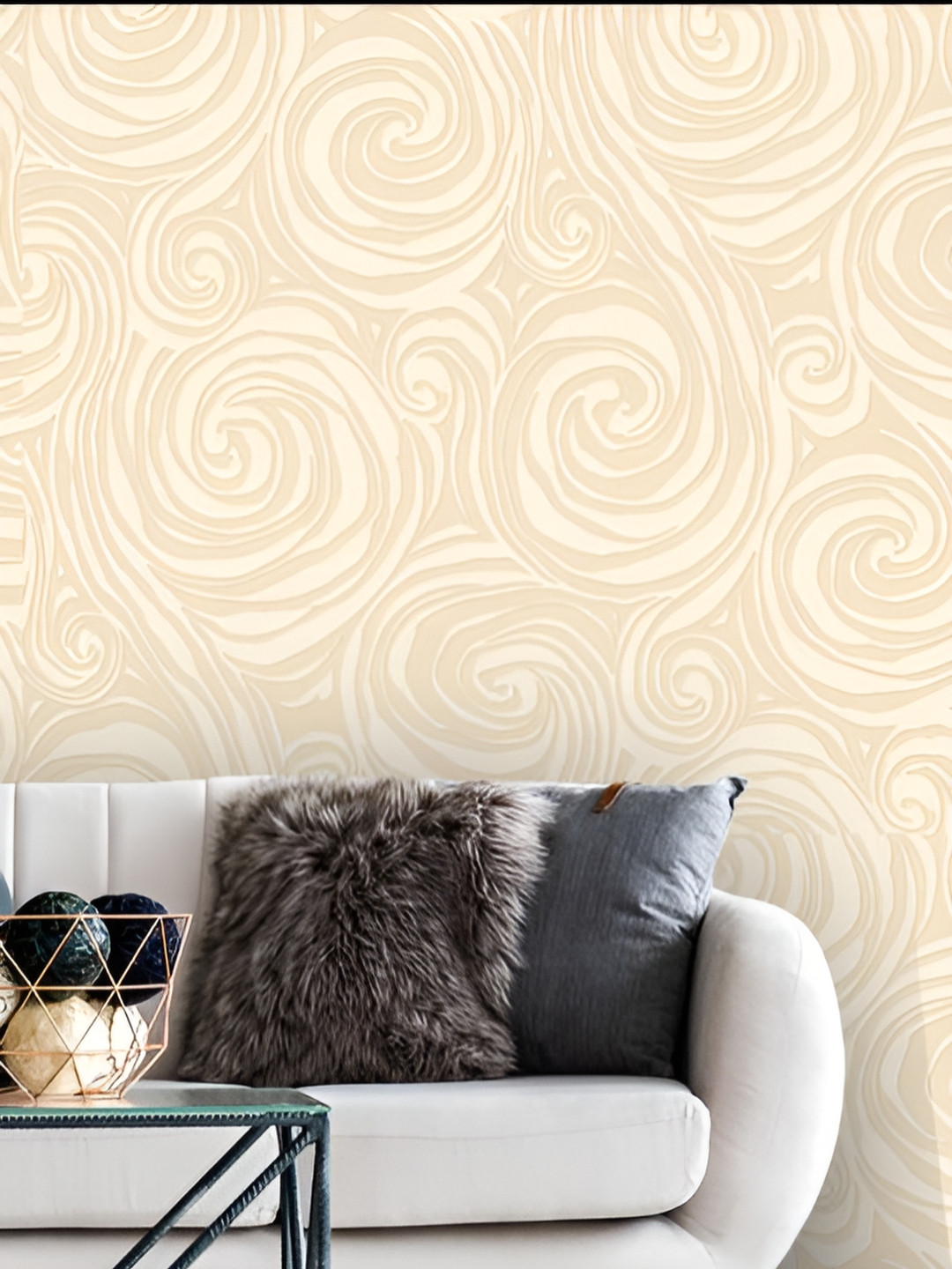 Fedora Wallpapers Dynamic Designs Cream & Beige 3D Abstract Printed Waterproof Wallpaper