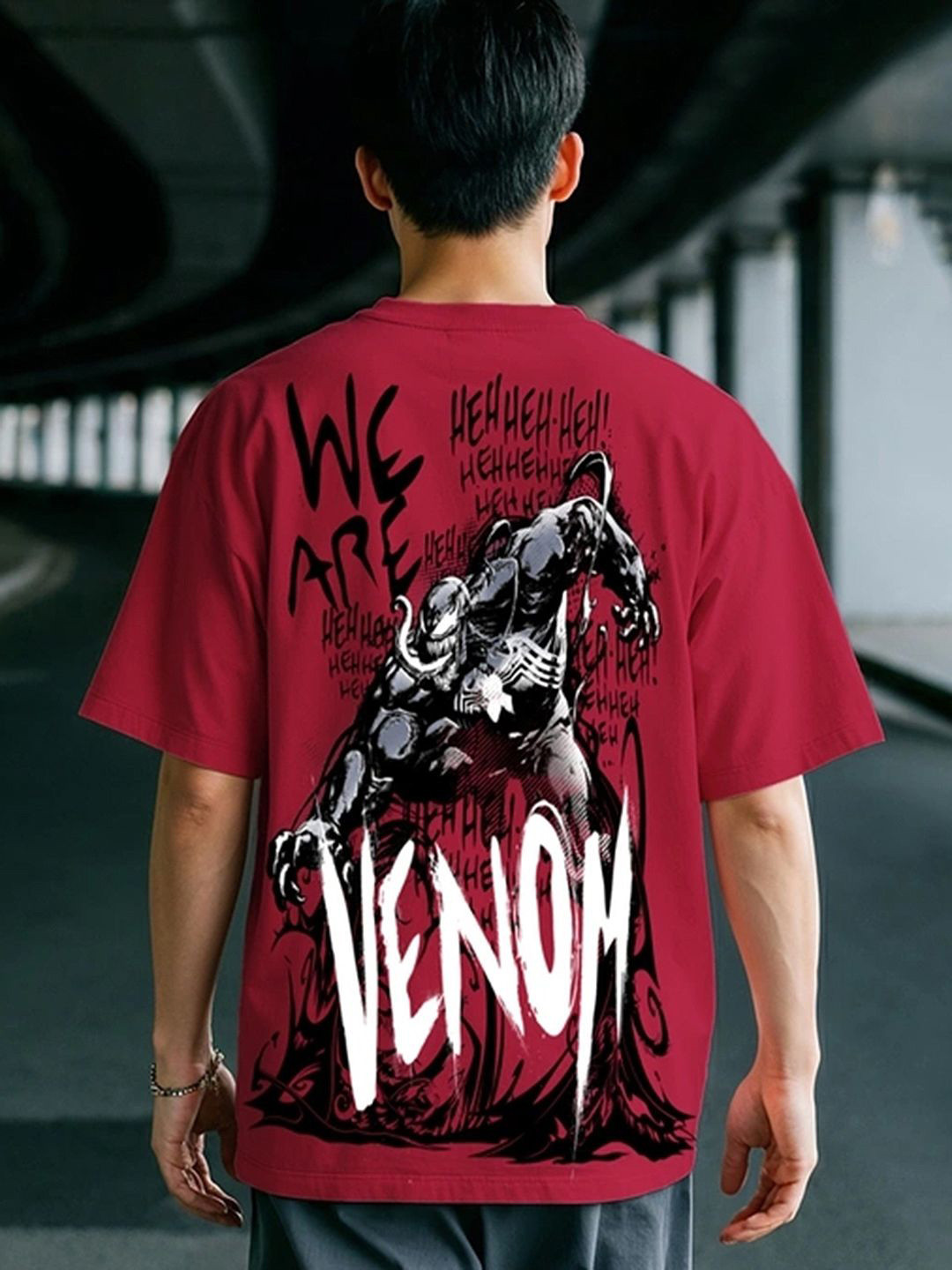 Bewakoof Official Marvel Merchandise Men Salsa We Venom Graphic Printed Oversized T-shirt