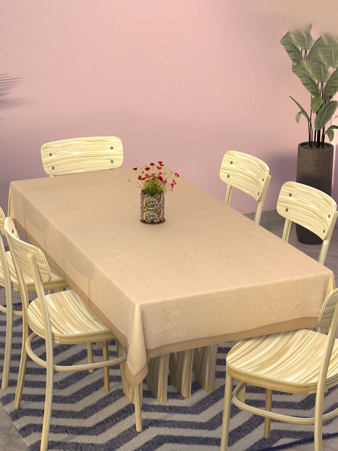 Myntra Elegant Homes Fawn Cotton 6-Seater Table Cover