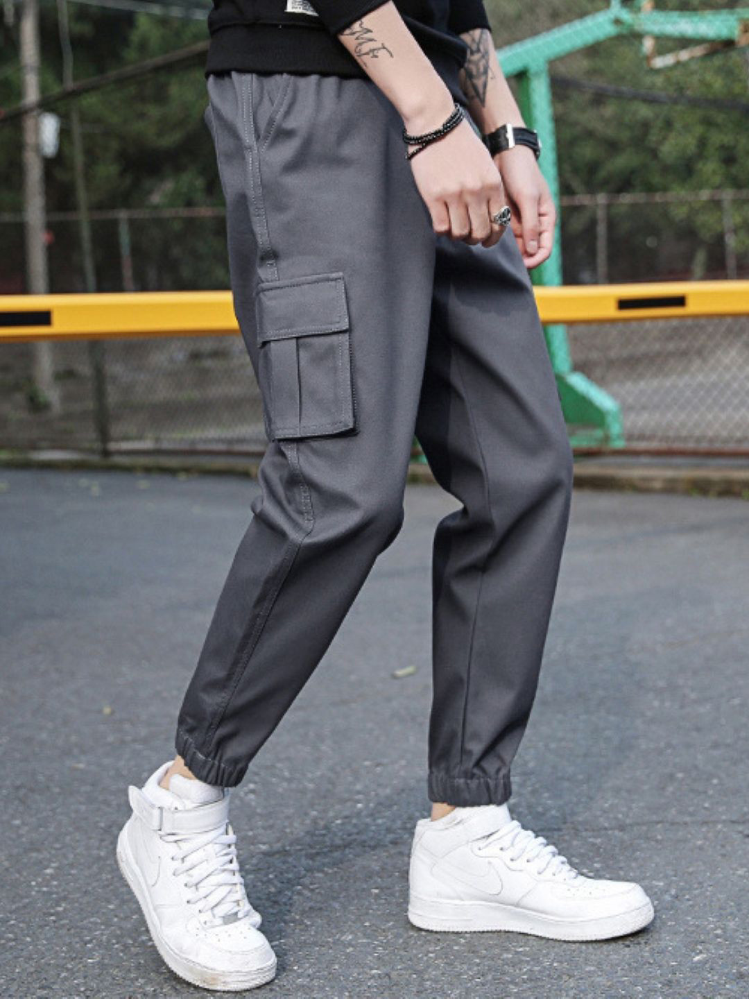 StyleCast Men Urban Slim Fit Grey Cargo Trousers