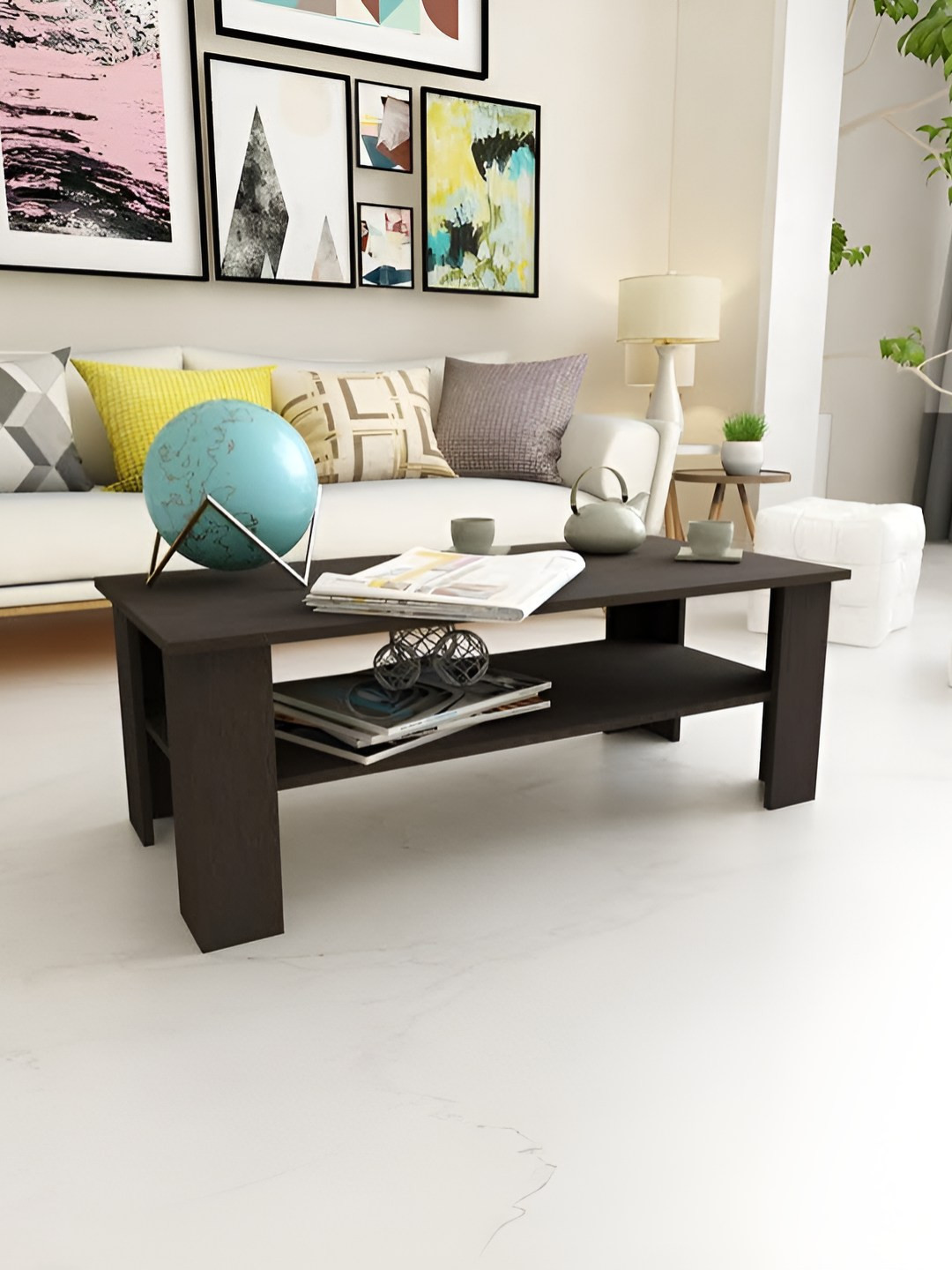 SIVOM Brown Termite Proof Moisture Resistant Rectangular Coffee Table