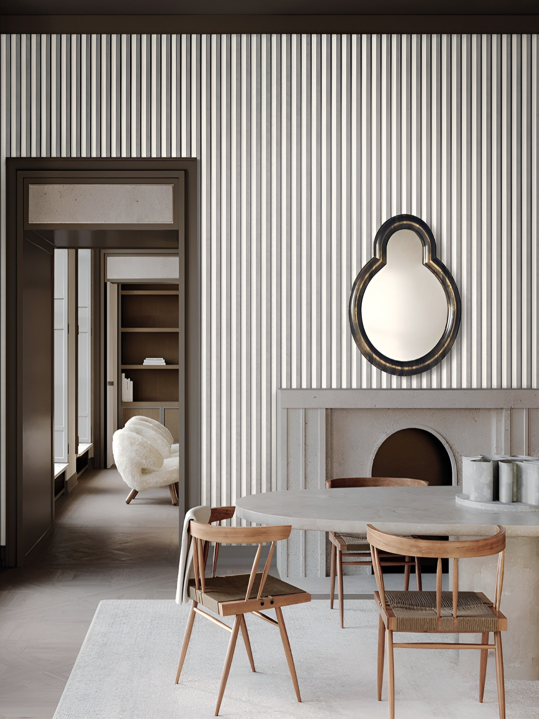 Fedora Wallpapers Grey Striped PVC-Embossed Wallpaper - Wood Ways