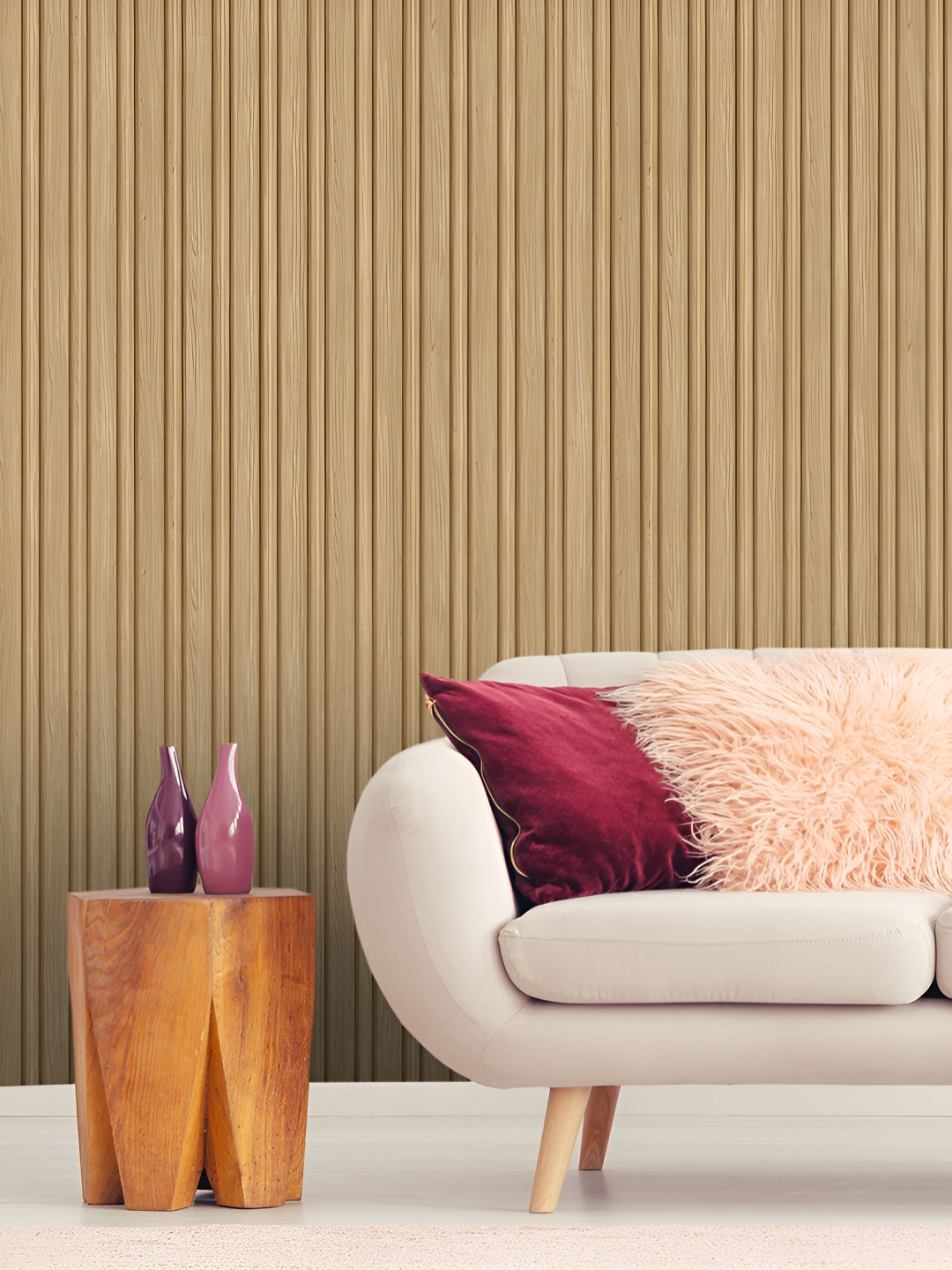 Fedora Wallpapers Poetry Of Wood Brown & Cream Striped 3D Waterproof Wallpaper