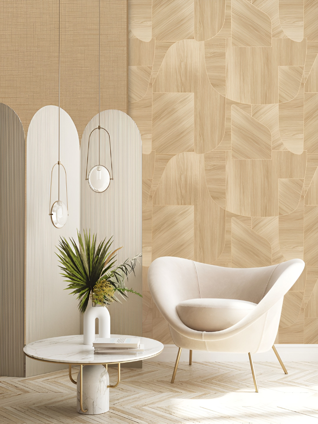 Fedora Wallpapers Zen Abstract Brown & Cream 3D Abstract Printed Waterproof Wallpaper