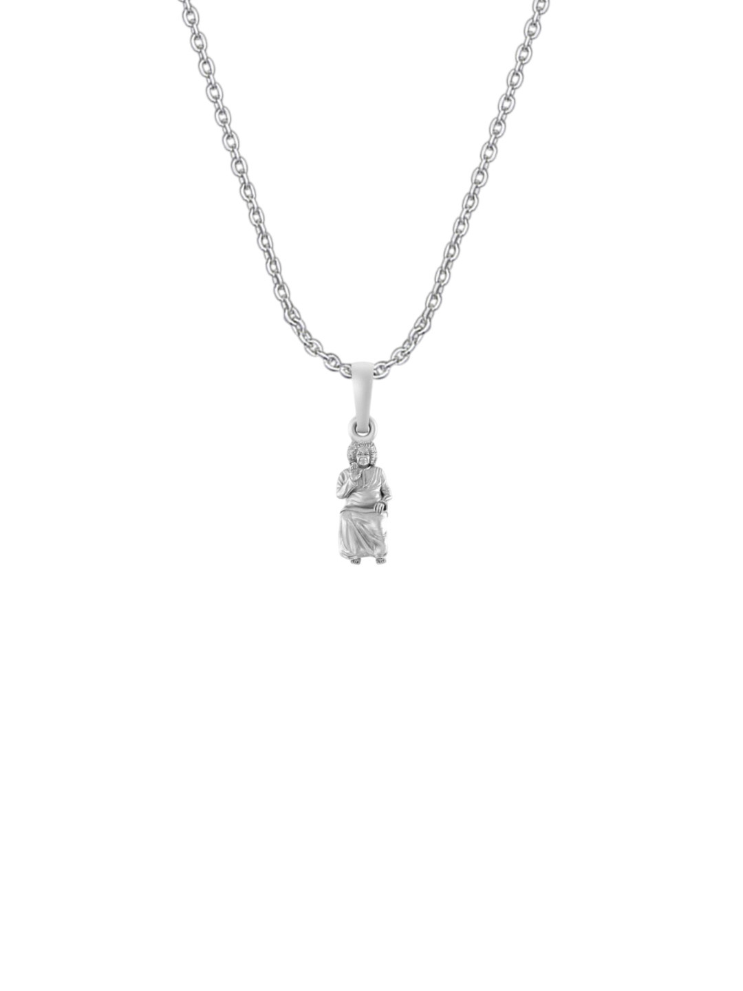 Metronaut Men 925 Sterling Silver Satya Sai Contemporary Pendant With Anchor Chain