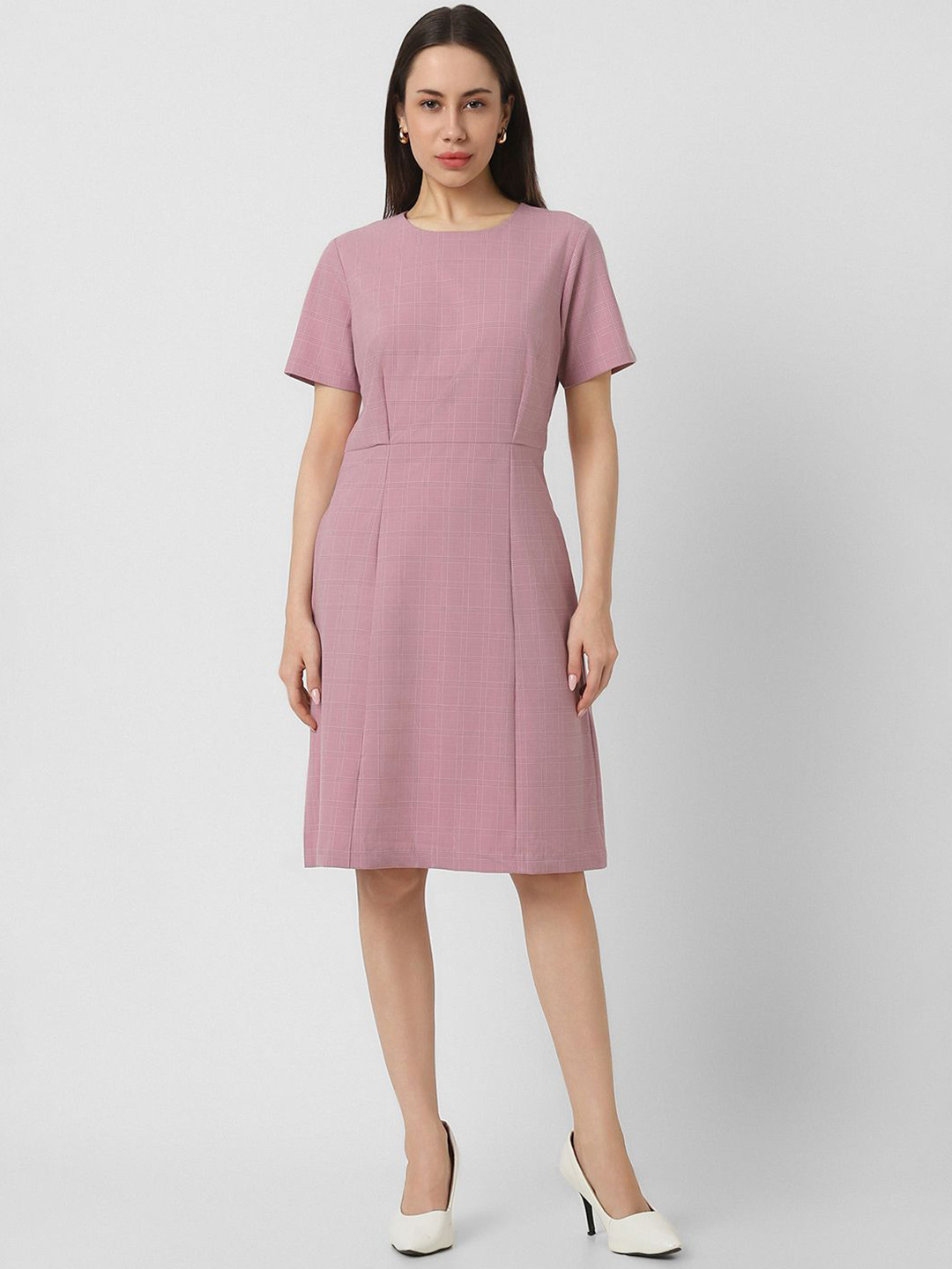Van Heusen Woman Checked Formal A-Line Dress