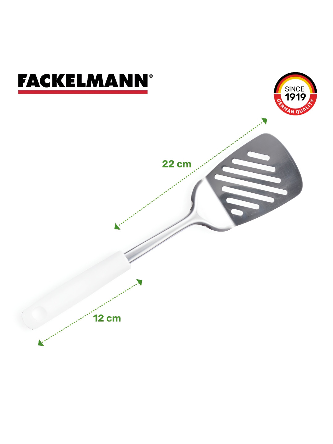 Fackelmann Arcadalina White Stainless Steel Easy to Use Long Handle Slotted Turner