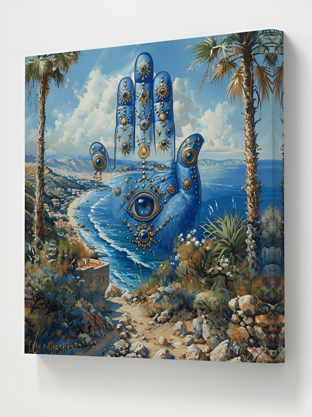 Livin'luxe Blue & Green Abstract Beach Canvas Wall Art