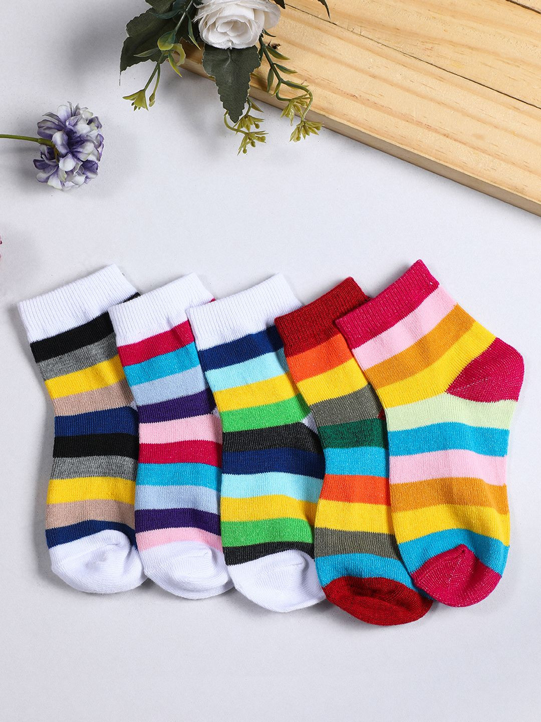 YK Infant Boys Pack Of 5 Patterned Ankle-Length Socks