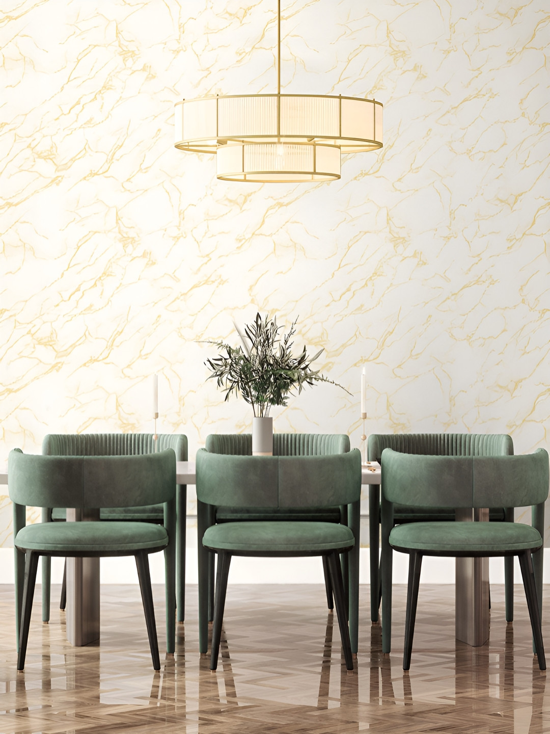 Fedora Wallpapers Stepping Marble Beige & White 3D Abstract Printed Waterproof Wallpaper