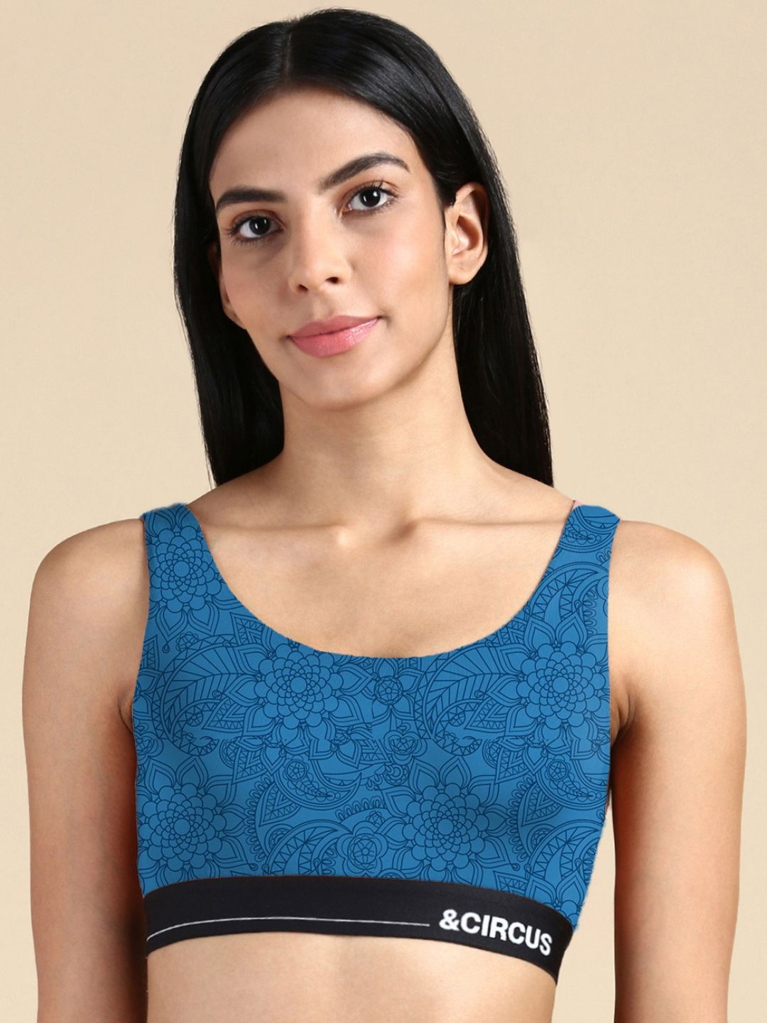 &CIRCUS Printed Lounge Bra With High Coverage Non-Padded Micro Modal