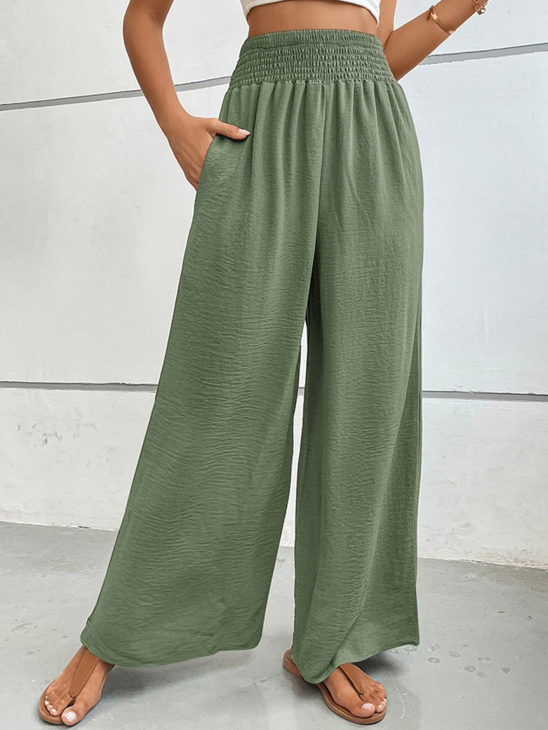 StyleCast Relaxed Wide Leg Mid-Rise Trousers