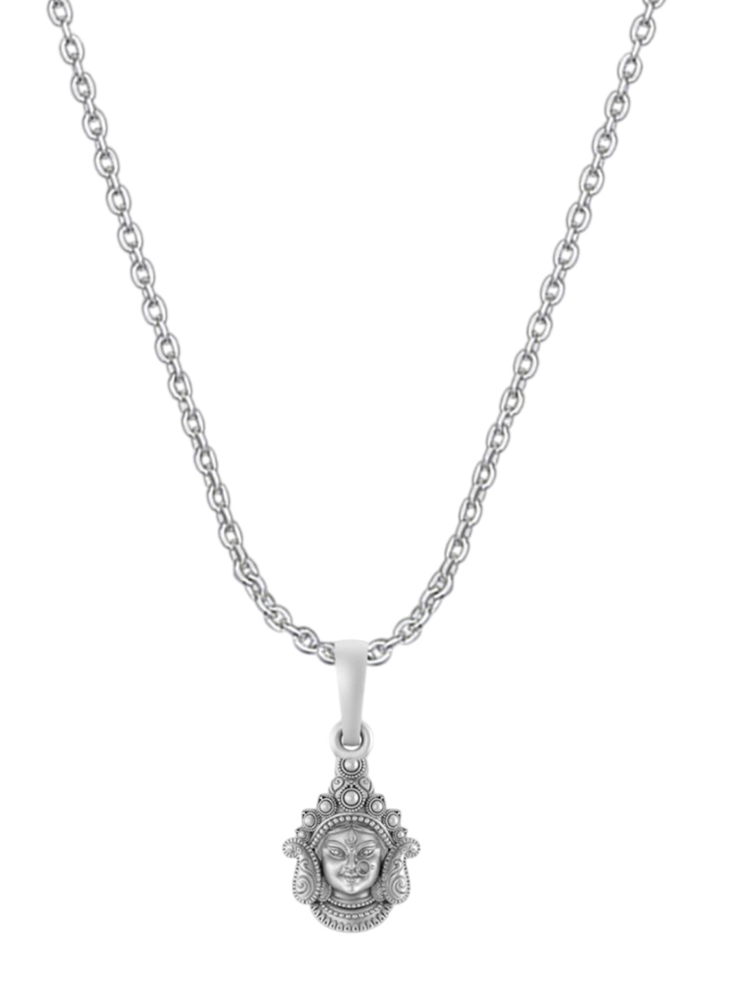 Metronaut Men 925 Sterling Silver Durga Maa Pendant With Anchor Chain
